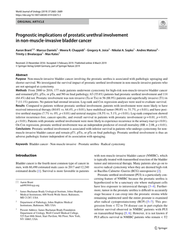 Prognostic Implications of Prostatic Urethral Involvement in Non-Muscle