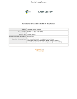 Functional Group Directed C–H Borylation