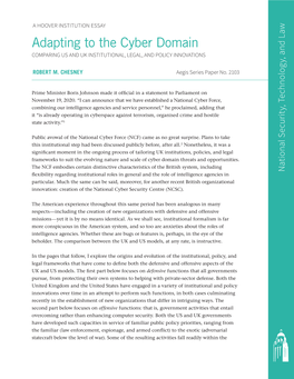 Adapting to the Cyber Domain a HOOVER INSTITUTION ESSAY ROBERT M