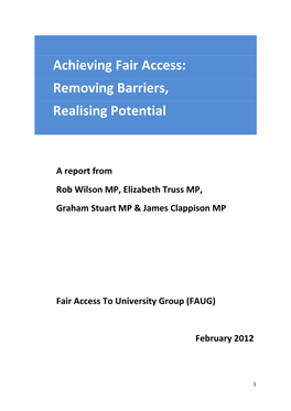 Achieving Fair Access: Removing Barriers, Realising Potential