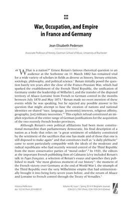 War, Occupation, and Empire in France and Germany