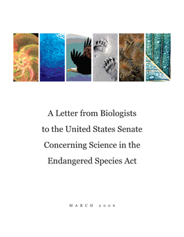 A Letter from Biologists to the United States Senate Concerning Science in the Endangered Species Act