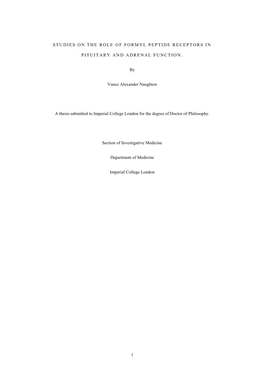 Studies on the Role of Formyl Peptide Receptors in Pituitary and Adrenal