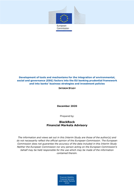 (ESG) Factors Into the EU Banking Prudential Framework and Into Banks' Business Strategies and Investment Policies