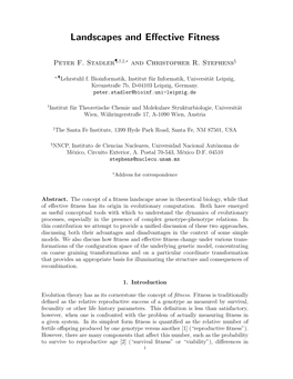 Landscapes and Effective Fitness 2 Mating Success Or in the Average Number of Produced Oﬀspring (“Fertility” [3])