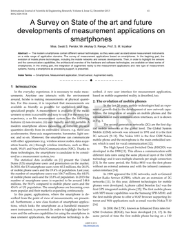 A Survey on State of the Art and Future Developments of Measurement Applications on Smartphones Miss