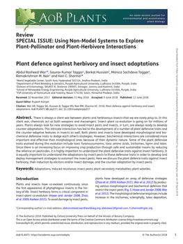 Plant Defence Against Herbivory and Insect Adaptations