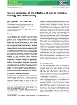 Marine Genomics: at the Interface of Marine Microbial