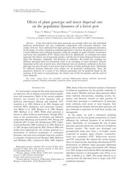 Effects of Plant Genotype and Insect Dispersal Rate on the Population Dynamics of a Forest Pest