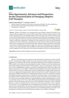 Mass Spectrometry Advances and Perspectives for the Characterization of Emerging Adoptive Cell Therapies