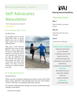 Self Advocates Newsletter