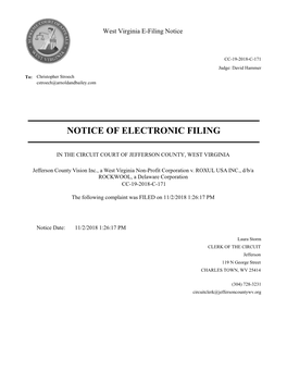 Notice of Electronic Filing