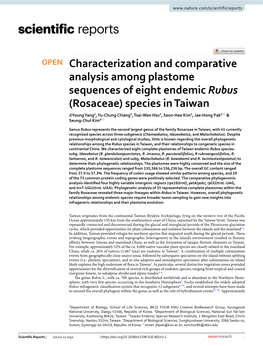 Characterization and Comparative Analysis Among Plastome