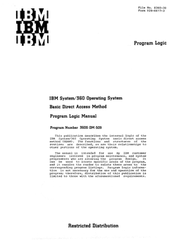 IBM System/360 Operating System Basic Direct Access Method Program Logic Manual