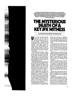 The Mysterious Death Ofa Keyjfk Witness