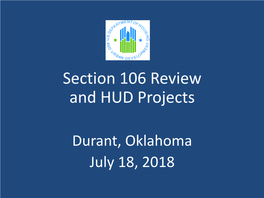 Section 106 Review and HUD Projects