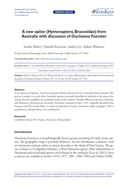 Hymenoptera, Braconidae) from Australia