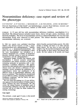 Neuraminidase Deficiency: Case Report and Review of the Phenotype