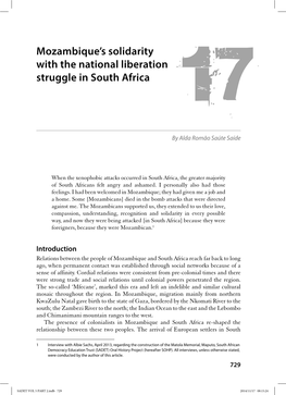 Mozambique's Solidarity with the National Liberation Struggle in South