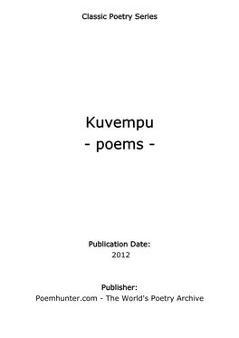 Kuvempu - Poems