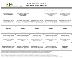 SABIS® March Lunch Menu 2018 SABIS® Menú De Almuerzo De March 2018