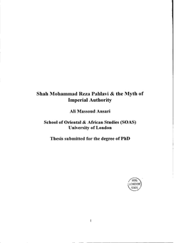 Shah Mohammad Reza Pahlavi & the Myth of Imperial Authority