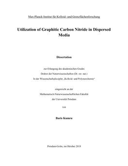 Utilization of Graphitic Carbon Nitride in Dispersed Media