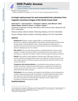 A Simple Rapid Process for Semi-Automated Brain Extraction from Magnetic Resonance Images of the Whole Mouse Head