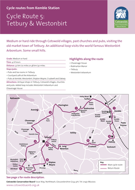 Kemble Station Cycle Route 5: Tetbury & Westonbirt