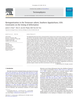 Remagnetization in the Tennessee Salient, Southern Appalachians, USA: Constraints on the Timing of Deformation