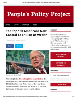 The Top 160 Americans Now Control $2 Trillion of Wealth – People's Policy Project