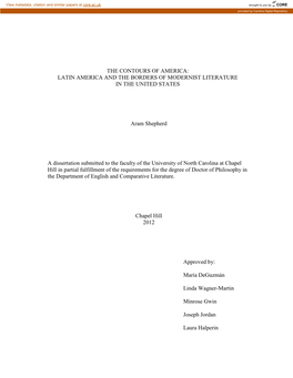 The Contours of America: Latin America and the Borders of Modernist Literature in the United States