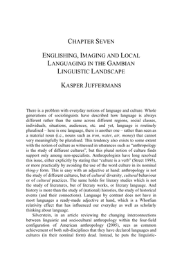 Chapter Seven Englishing, Imaging and Local