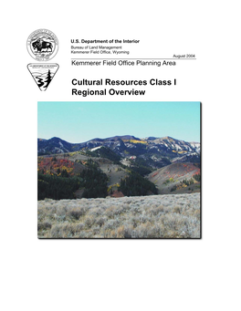 Cultural Resources Class I Regional Overview