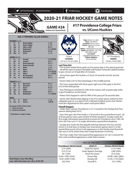 2020-21 Friar Hockey Game Notes