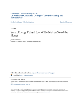 Smart Energy Paths: How Willie Nelson Saved the Planet Joseph P