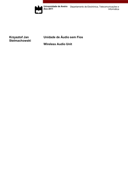 Krzysztof Jan Stelmachowski Unidade De Áudio Sem Fios Wireless Audio Unit