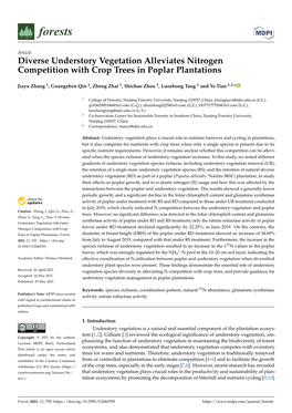 Diverse Understory Vegetation Alleviates Nitrogen Competition with Crop Trees in Poplar Plantations