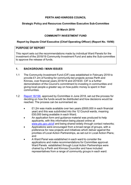 PERTH and KINROSS COUNCIL Strategic Policy and Resources