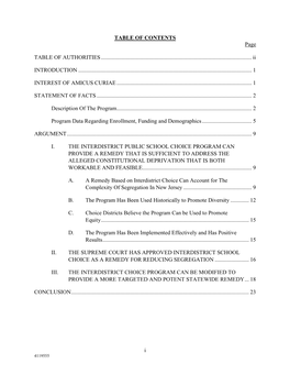 I TABLE of CONTENTS Page TABLE of AUTHORITIES