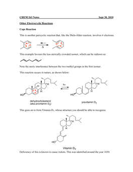 CHEM 263 Notes Sept 30, 2010 Other Electrocyclic Reactions Cope Reaction This Is Another Pericyclic Reaction That, Like