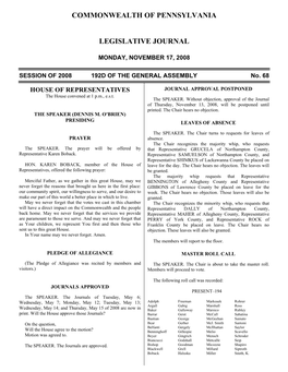 2388 Legislative Journal—House November 17