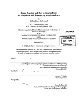 Jet Propulsion and Filtration by Pelagic Tunicates