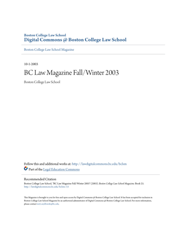 BC Law Magazine Fall/Winter 2003 Boston College Law School