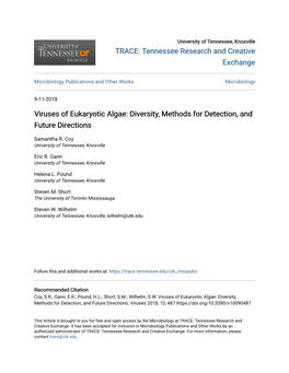 Viruses of Eukaryotic Algae: Diversity, Methods for Detection, and Future Directions