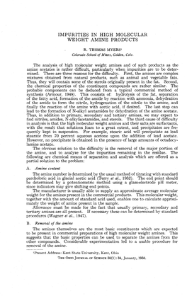 Impurities in High Molecular Weight Amine Products