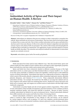 Antioxidant Activity of Spices and Their Impact on Human Health: a Review