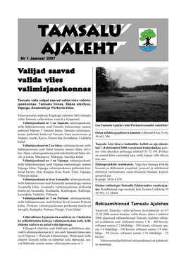 Tamsalutamsalutamsalu Ajalehtajalehtajaleht Nr 1 Jaanuar 2007 Vvvalijad Saavvvad Vvvalida Viies Vvvalimisjaoskonnas