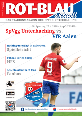 Spvgg Unterhaching Stadionmagazin 2017/2018 Nr. 16.Qxp