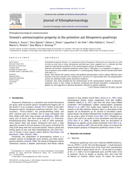 Venom's Antinociceptive Property in the Primitive Ant Dinoponera